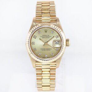 MINT! Rolex Champagne 26mm Diamond Dial Factory Watch w/ Box